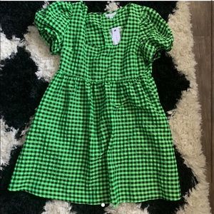 topshop green check dress